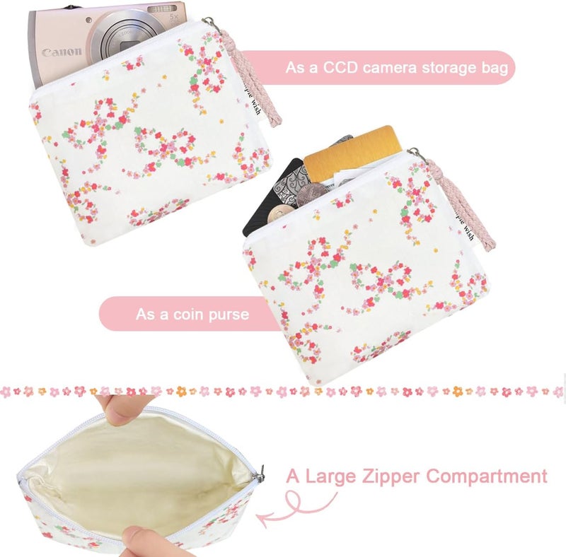 Modacarry Store Cotton Floral Small Organizer Bag Coin Pouch with Cute Prints Zipper for Women Girls (COLOR BOW) - Image 2